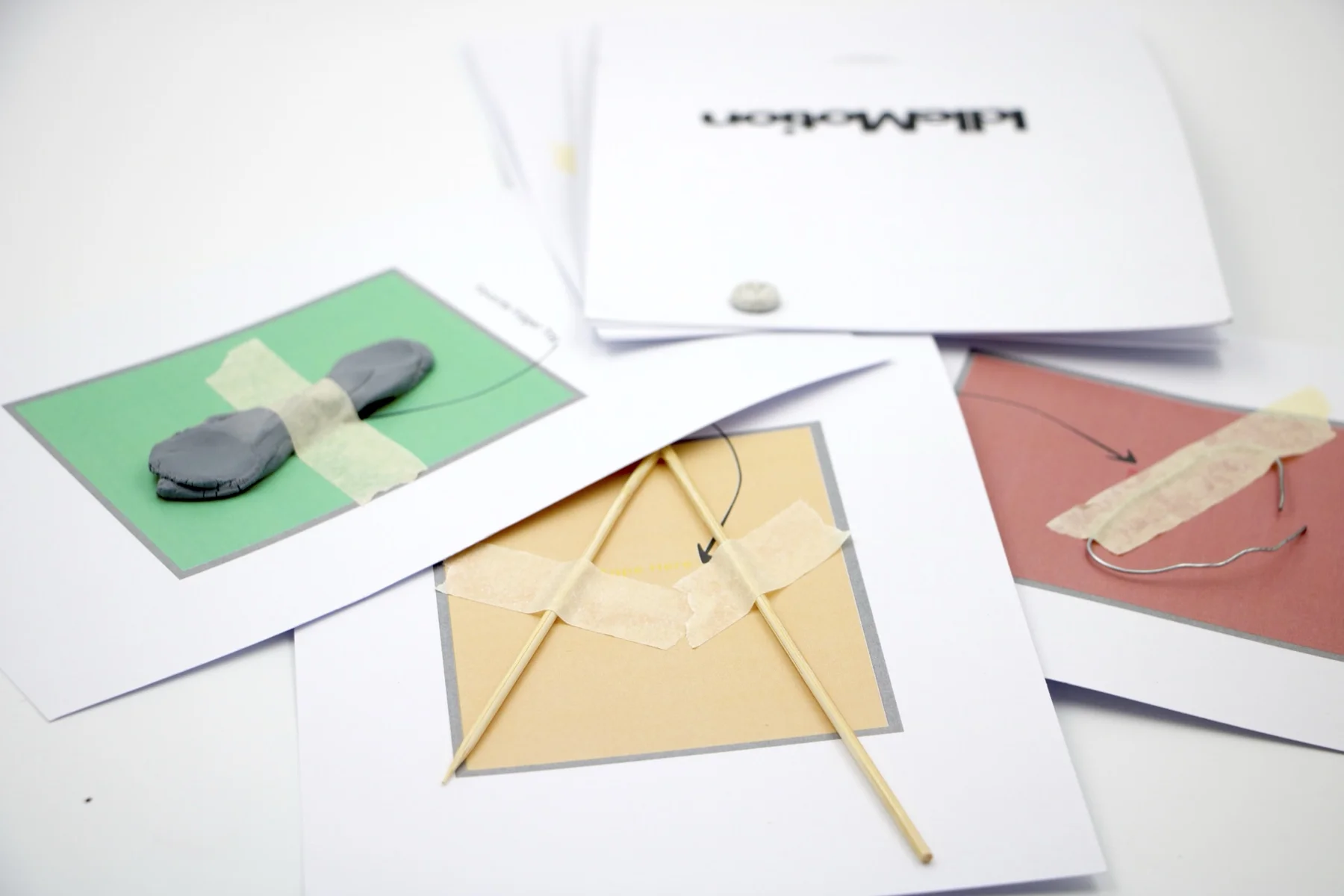 Fidget objects and the colour-coded cards used to document them