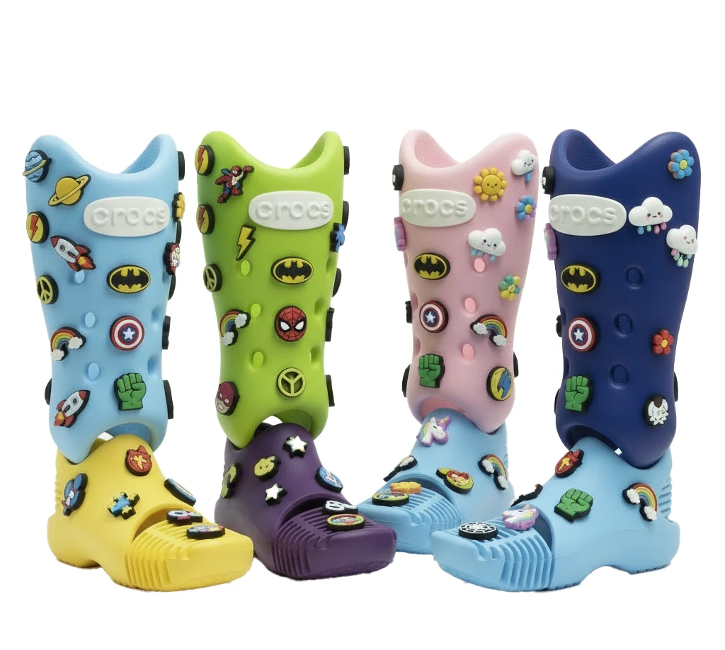 Four colourful prosthetic concept renders with customisable charms